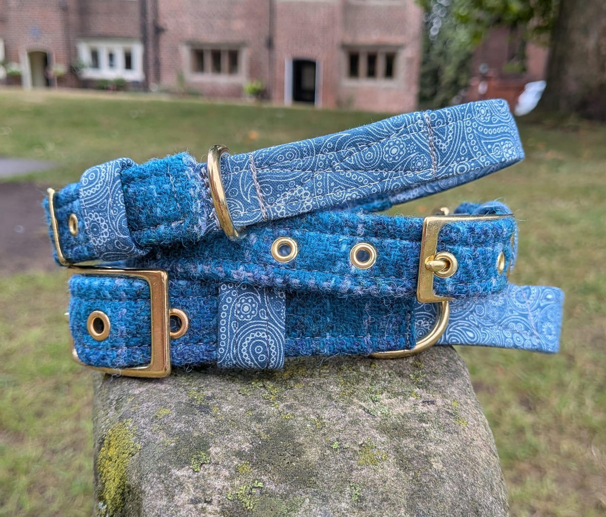 The Harris Tweed & Cotton Blend Collection Dog Collar - Highland Sky