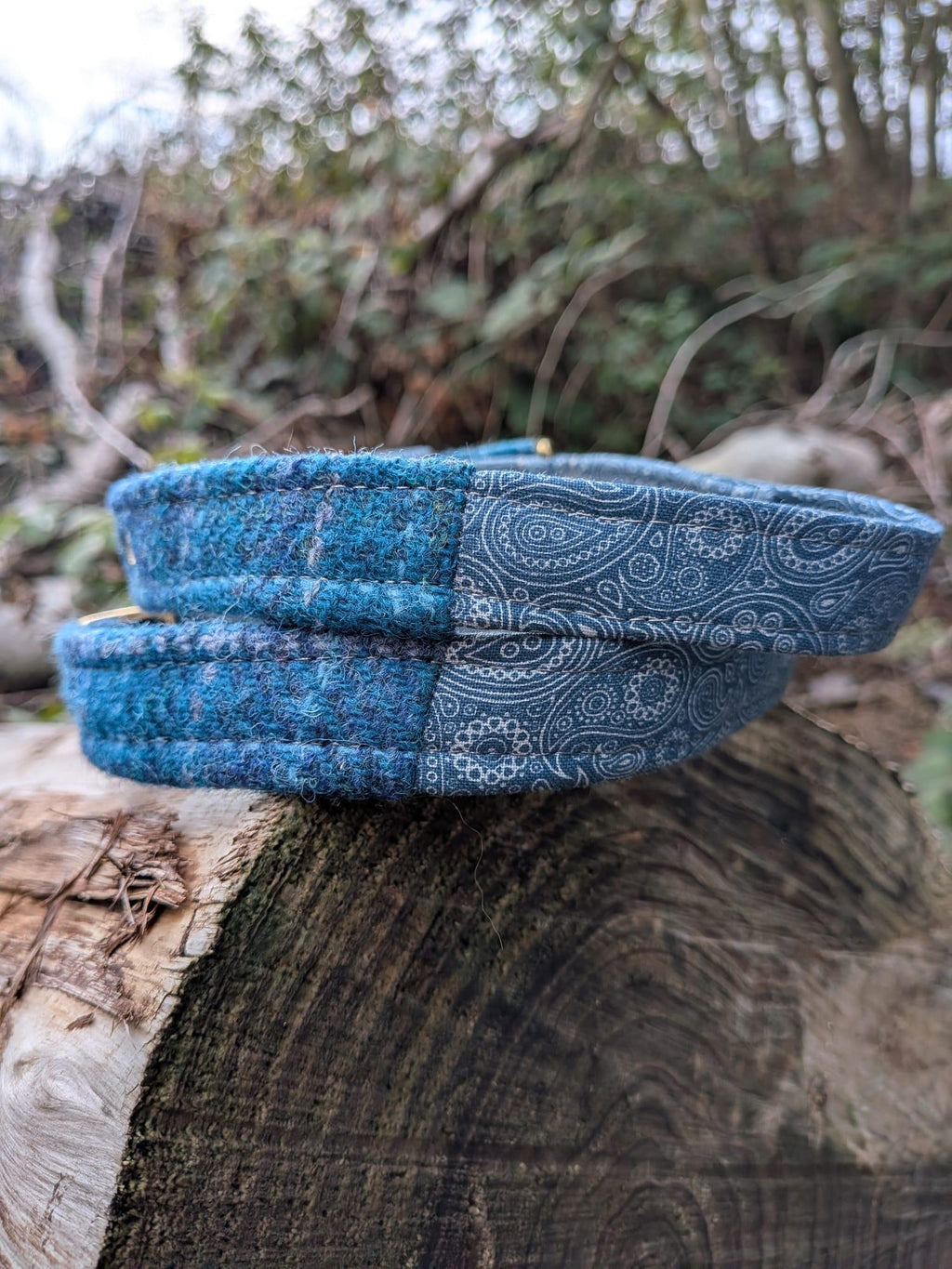 The Harris Tweed & Cotton Blend Collection Dog Collar - Highland Sky