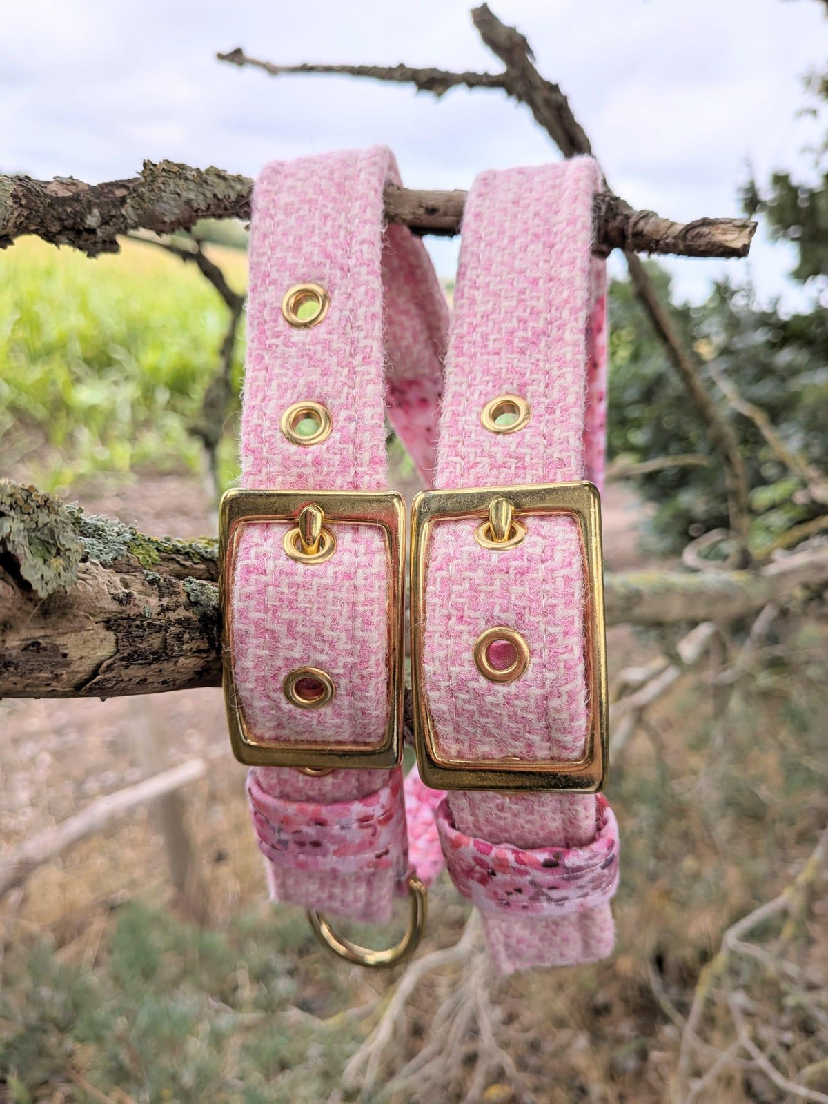The Harris Tweed & Cotton Blend Collection Dog Collar - Meadow Lane