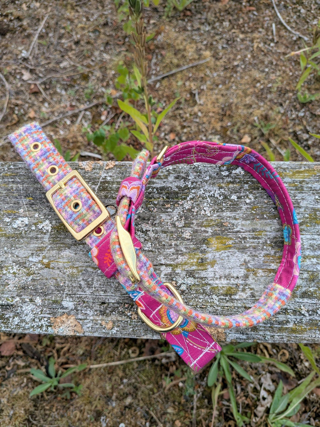 The Harris Tweed & Cotton Blend Collection Dog Collar - Wild Bloom