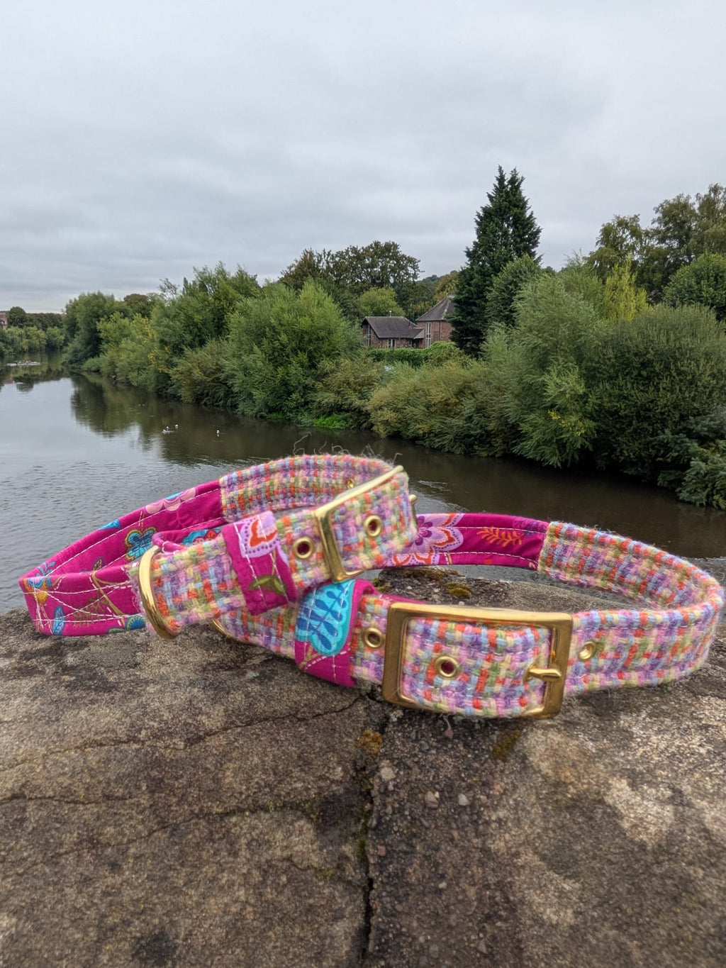 The Harris Tweed & Cotton Blend Collection Dog Collar - Wild Bloom