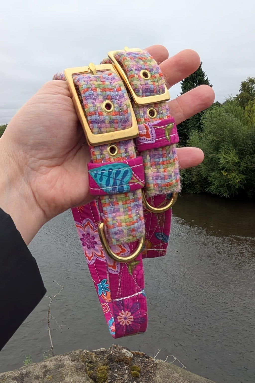 The Harris Tweed & Cotton Blend Collection Dog Collar - Wild Bloom