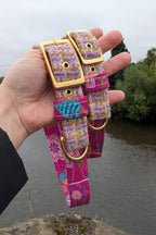 The Harris Tweed & Cotton Blend Collection Dog Collar - Wild Bloom