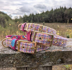 The Harris Tweed & Cotton Blend Collection Dog Collar - Wild Bloom