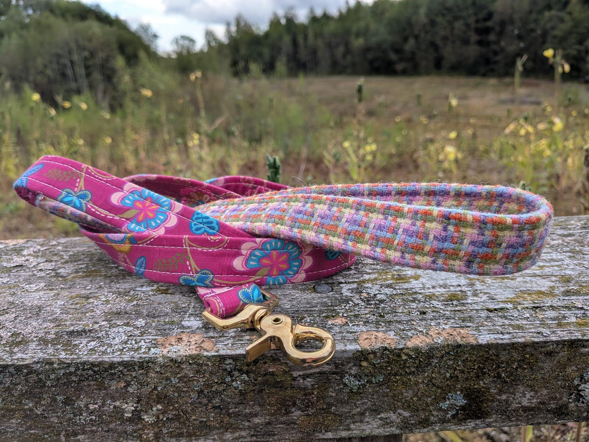 The Harris Tweed & Cotton Blend Collection Dog Lead- Wild Bloom