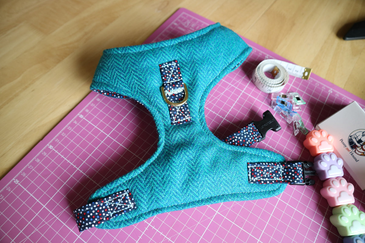The Harris Tweed & Cotton Blend Collection Dog Harness - Country Mist