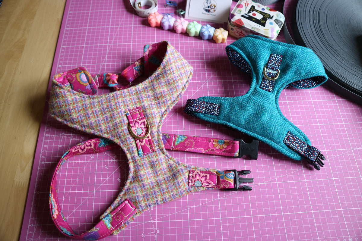 The Harris Tweed & Cotton Blend Collection Dog Harness - Wild Bloom