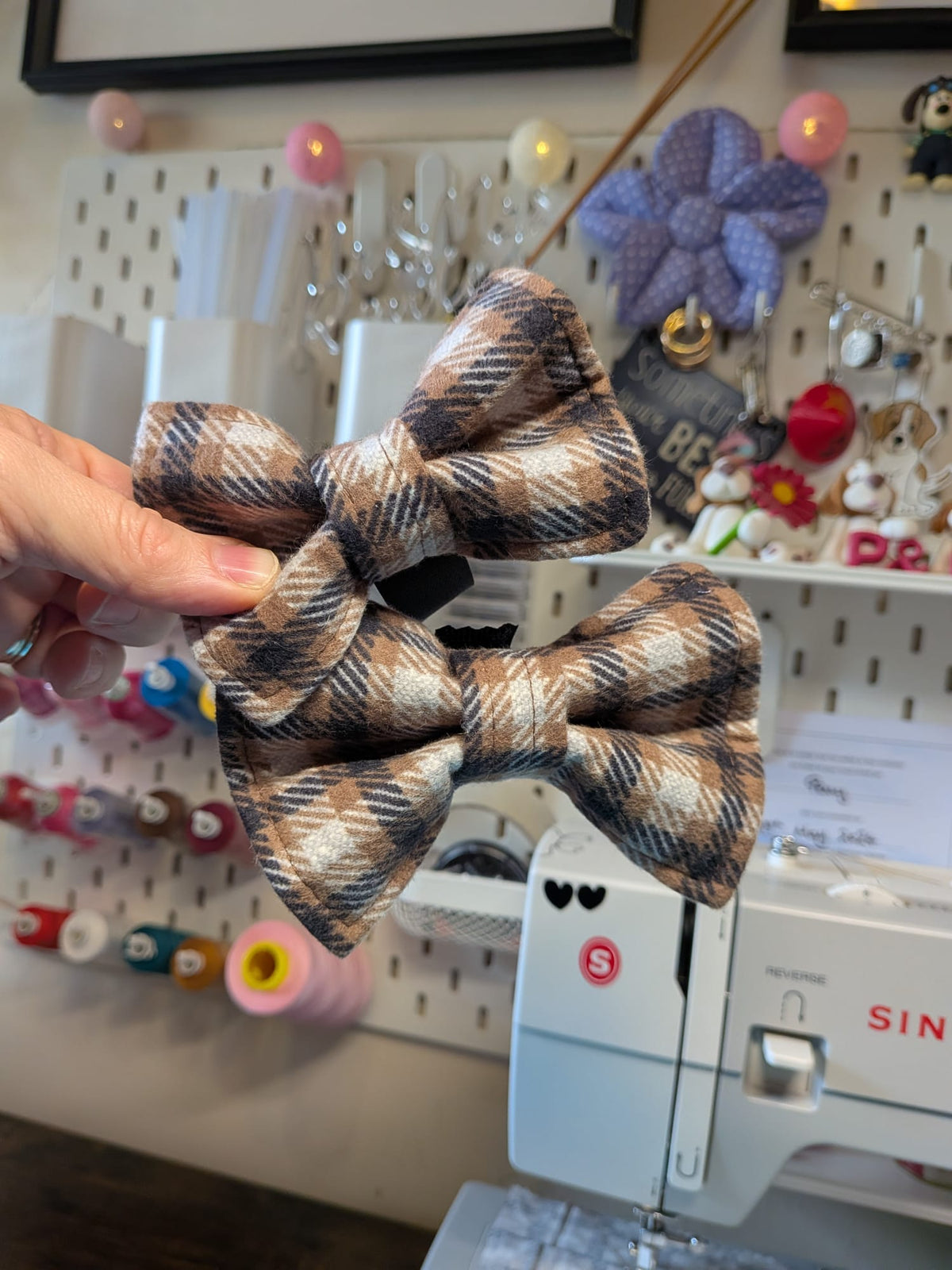 Teddy Bear Plaid Dog Collar and Bow Tie Set - Limited Edition